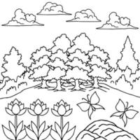 Design Vector Coloring Page Landscape Nature