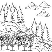 Design Vector Coloring Page Landscape Nature