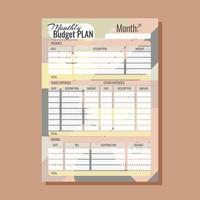 Budget planner for a month A4 Geometric background vector