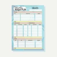 Budget planner for a month Abstract background A4 vector