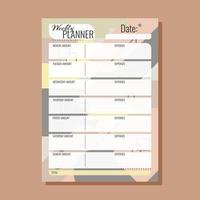 Budget planner for a week A4 Geometric background vector