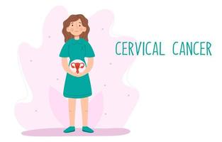 Cervical cancer concept. Female reproductive system. vector