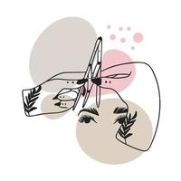 Eyebrow correction, microblading, permanent makeup, work process, doodle vector