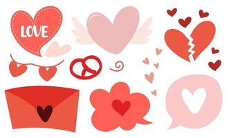 Hand drawn hearts doodles set vector