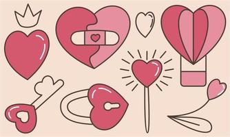 Hand drawn hearts doodles set vector