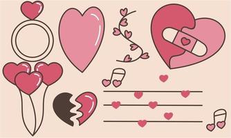 Hand drawn hearts doodles set vector