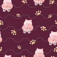 seamless pattern with cute pastel cat background vector