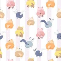 seamless pattern with cute pastel cat background vector