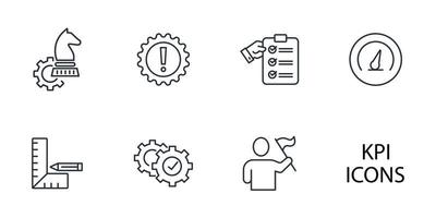 kpi: un conjunto de iconos de indicador de rendimiento o indicador clave de rendimiento. kpi: un indicador de rendimiento o elementos de vector de símbolo de paquete de indicador de rendimiento clave para web infográfico