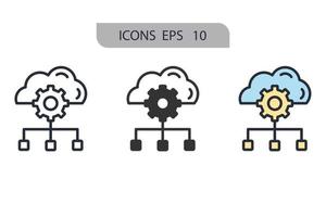 iconos de computación en la nube simbolizan elementos vectoriales para la web infográfica vector