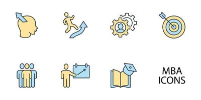 MBA - Master of Business Administration icons set . MBA - Master of Business Administration pack symbol vector elements for infographic web