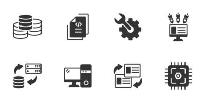 data center and hosting icons set . data center and hosting pack symbol vector elements for infographic web