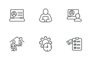 Working at home, coworking space icons set . Working at home, coworking space pack symbol vector elements for infographic web