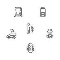 Detailed illustration of e-mobility icons set . Detailed illustration of e-mobility pack symbol vector elements for infographic web