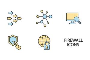 firewall computing security icons set . firewall computing security pack symbol vector elements for infographic web