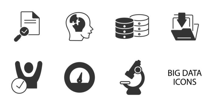 Big data  icons set . Big data pack symbol vector elements for infographic web