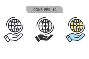Global networking icons  symbol vector elements for infographic web