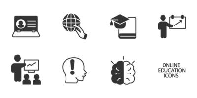 conjunto de iconos de educación en línea. elementos de vector de símbolo de paquete de educación en línea para web de infografía