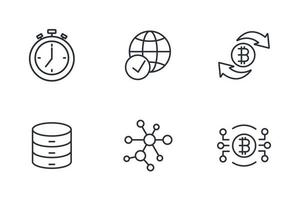 conjunto de iconos de cadena de bloques. elementos de vector de símbolo de paquete de cadena de bloque para web de infografía