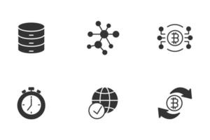 conjunto de iconos de cadena de bloques. elementos de vector de símbolo de paquete de cadena de bloque para web de infografía