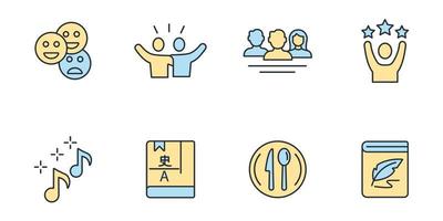 conjunto de iconos de cultura. elementos de vector de símbolo de paquete de cultura para web de infografía