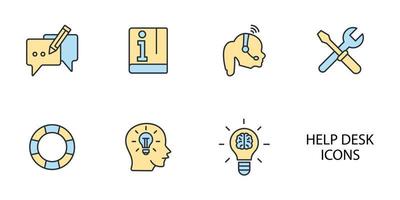 help desk and support icons set . help desk and support pack symbol vector elements for infographic web