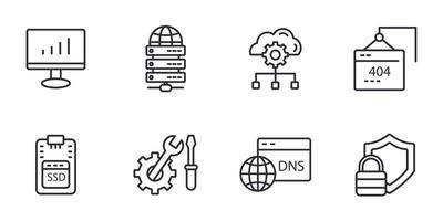 data center and hosting icons set . data center and hosting pack symbol vector elements for infographic web