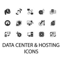 data center and hosting icons set . data center and hosting pack symbol vector elements for infographic web