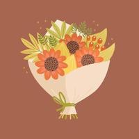 Autumn bouquet with rowan branches and leaves. vector