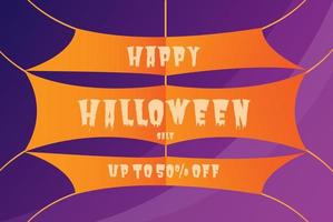 banner de venta de feliz halloween con hasta un 50 por ciento de descuento vector