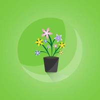 Flower Pot on Green Background vector