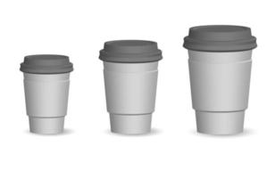 3D Coffee Cups in Grey Colors vector