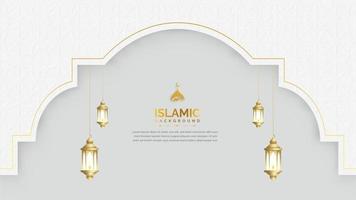 Islamic banner with white background and islamic pattern decoration vector