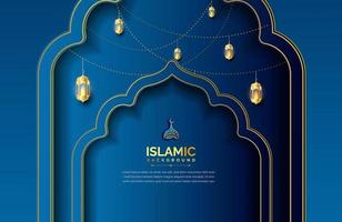 fondo islámico en estilo de lujo ilustración vectorial de diseño islámico azul vector