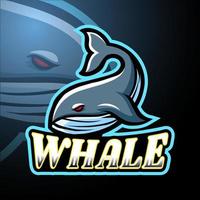 Whale esport logo mascot design vector