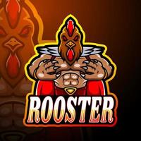 Rooster esport logo mascot design vector