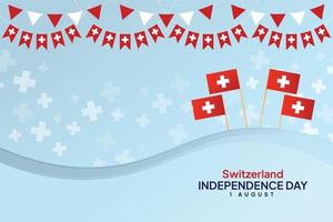 Happy Swiss national day vector banner, greeting card, August 1st.