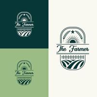 logotipo de granjero vintage o vector de etiqueta de granja