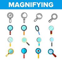 Magnifying Glass, Magnifier Linear Vector Icon Set