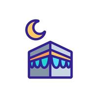 cubic black building and moon icon vector outline illustration