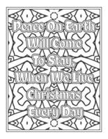 Christmas Quotes Coloring Book Page, inspirational words coloring book pages design. Positive Quotes design vector