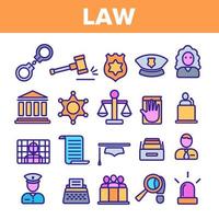 Law and Order Linear Vector Icons Set