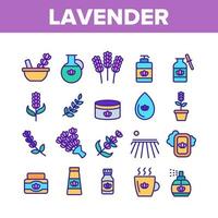 conjunto de iconos de elementos de colección de lavanda vector