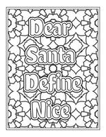 Christmas Quotes Coloring Book Page, inspirational words coloring book pages design. Positive Quotes design vector