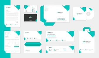 Modern Corporate Stationery design template with business card, invoice, letterhead, and envelope vector