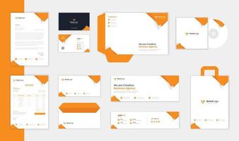 Abstract Corporate Stationery design template with letterhead design, business card design, invoice vector