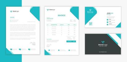 Corporate Business identity Stationery design set with Letterhead, invoice and business card vector