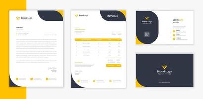 Modern Corporate Stationery design set with letterhead, business card and invoice vector