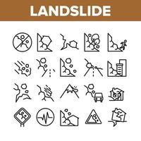 Landslide Collection Elements Icons Set Vector