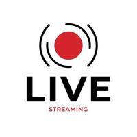 Live streaming symbol icon with red button. Flat design. Vector illustration